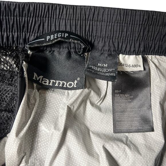 Marmot Precip Size Medium Black Pants 100% Nylon Eco Rain Waterproof Hiking - Picture 3 of 7